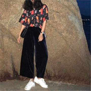 自制衣舍【藝術系】原創 復古著oversize短袖寬松花襯衫印花圖案