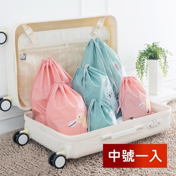 荷生活 森萌動物園束口式旅行泡湯游泳防水分類收納袋 中號1入