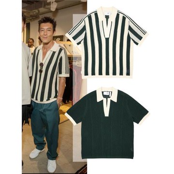 津范陳冠希潮牌同款網球短袖鏤空針織衫男寬松V領運動情侶polo衫