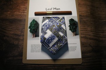 桑蠶絲青花瓷領帶復古花紋紳士正裝necktie