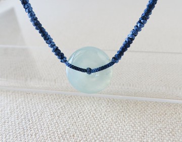 本命年【歲歲平安】平安扣翡翠絲光編織項鍊*SS01*招財、開運