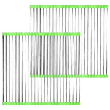 JOSIC 不鏽鋼加大折疊瀝水架  37 x 48cm  淺綠色  2個