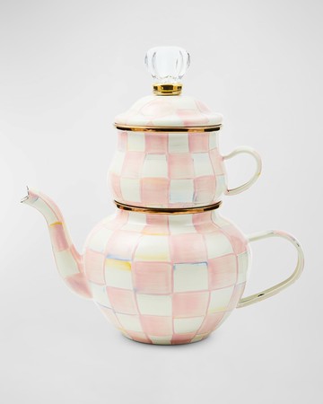Rosy Check Enamel High Tea Set