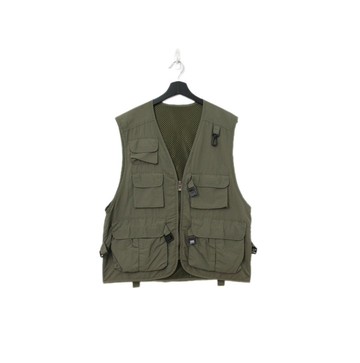 Back to Green-經典釣魚背心 淺墨綠色 網格 v-27/vintage vest