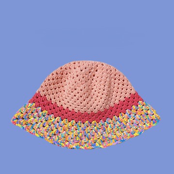 微光編織漁夫帽__粉紅葡萄柚