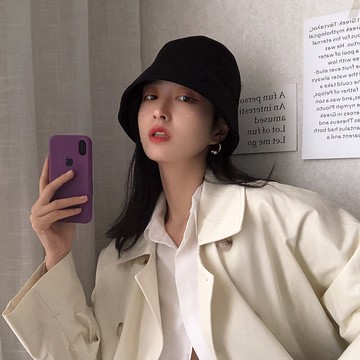 圓臉適合的帽子漁夫帽女日系韓版百搭網紅ins水桶帽原宿港風盆帽1入