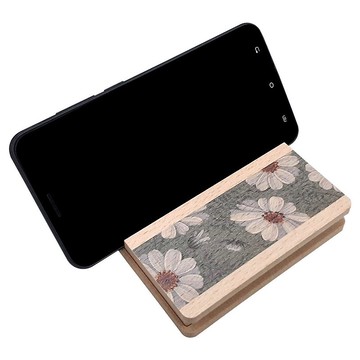 花系列 木質手機架擴音擴香盒 雛菊 淺綠 客製化禮物 手機擴音座