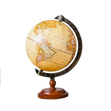 SkyGlobe 6吋仿古款刻度尺木頭底座地球儀 (中文版)