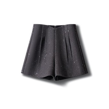 小香風短褲女秋冬季2025新款亮閃閃高腰顯瘦闊腿褲亮片毛呢a字褲