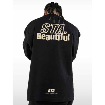 STA潮牌下墜星字母長袖T恤男美式寬松重磅情侶秋冬純棉圓領打底衫