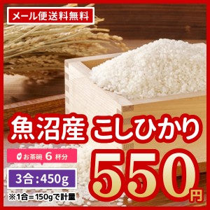 ポイント消化 お米 極上米 魚沼産 コシヒカリ 450g 3合 お試し 米 少量 令和5年産 送料無料 ※メール便のため日時指定・代引不可