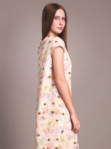 棉質印花洋裝，質感極佳，穿著顯瘦，修飾身形，後拉鍊，有內襯，S-XL