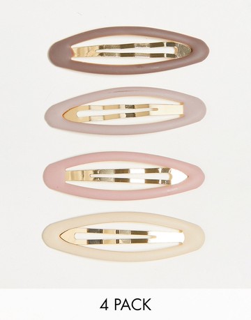 Kitsch Enamel Snap Clips 4pc- Terracotta-Brown