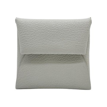 Hermes Bastia Chevre 山羊皮方型暗釦零錢包(珍珠灰)