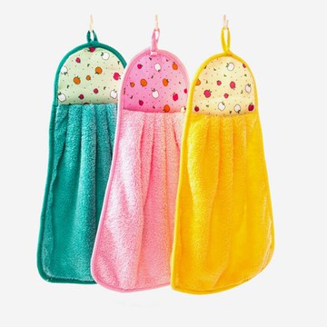 珊瑚擦手巾掛式超強吸水加厚抹布純棉 廚房掛式毛巾卡通檫手毛巾