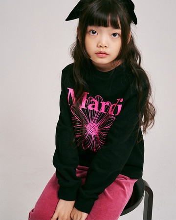 MARDI MERCREDI 童裝 印花大學TEE 黑色 經典小雛菊 紫紅花 純棉 KIDS SWEATSHIRT FLOWERMARDI