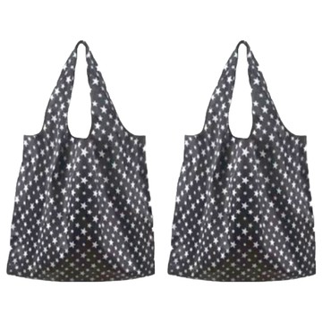 FIFI00 超質感厚實環保購物袋 38x40x23cm(手提袋)  白底黑星星  2個