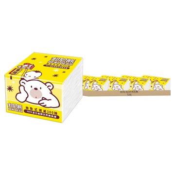 BENI BEAR 邦尼熊 抽取式柔式紙巾 黃版 300抽 100%原生紙漿 72包  1入