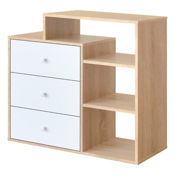 《HOPMA》三左抽三格收納櫃 台灣製造 三層櫃 書櫃 置物櫃 抽屜櫃 組合櫃 櫃子-淺橡(漂流)木配時尚白