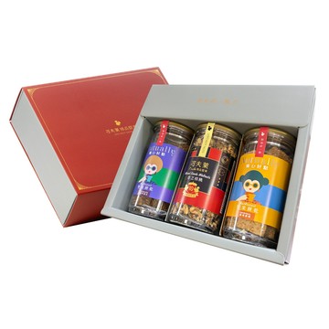 香酥參饗禮盒(香芝核桃150g+堅果餅乾-原味150g+堅果餅乾-巧克力150g)