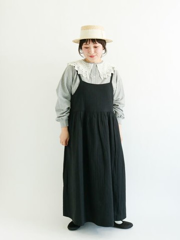 素面/格紋圖案亞麻混紡吊帶洋裝(FB21L0H0180) - Samansa Mos2