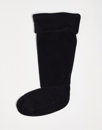 ASOS DESIGN tall welly boot fleece socks in black
