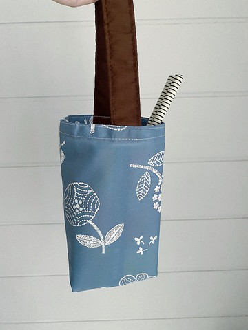 hairmo防潑水單杯飲料手提袋-花草書籤(冰壩/手搖/保溫瓶/大象杯)