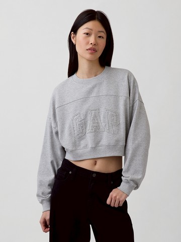 法式毛圈布寬版Gap Logo 短款運動衫