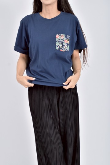 (M) uniqlo棉質純棉史奴比口袋深藍色短袖上衣