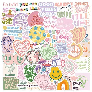 🍊台北出貨🍊Orange 可開發票 50張勵志語句丹麥粉色貼紙裝飾行李箱筆記本防水吉他可移不重複貼