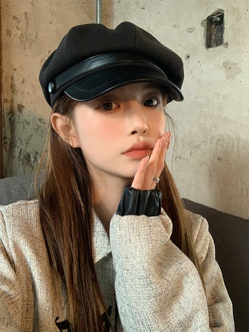 【我的頭不圓】秋冬毛呢八角報童帽子女百搭畫家帽子貝雷帽顯臉小【雲木雜貨】