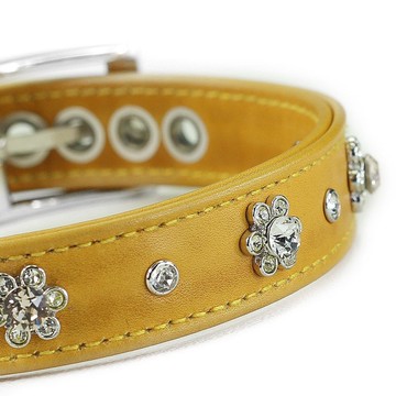 【調整】花彩  皮革真皮項圈((送刻字))