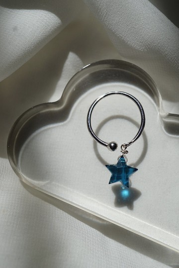 托帕石星星925純銀開口圈戒指