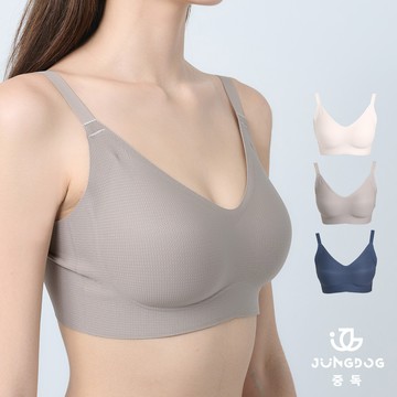 韓國  JUNGDOG【3件組】石墨烯輕運動休閒 無痕內衣 - Q-全色3入(杏膚色/可可色/海軍藍)