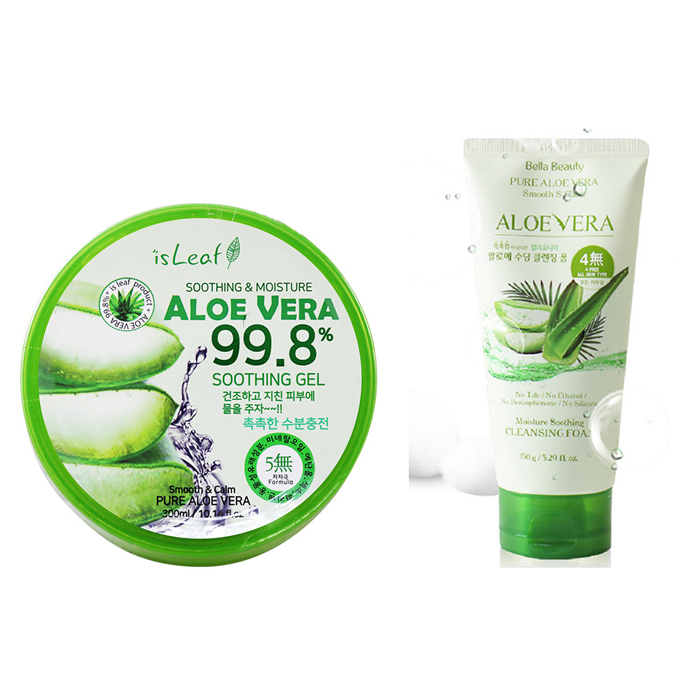 韓國 isLeaf 蘆薈保濕凝膠+蘆薈保濕洗面乳 ( 潔淨毛孔 清爽 保濕)