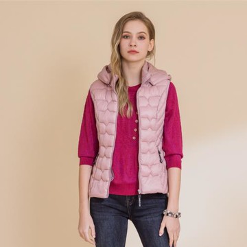 【YUTZUYA 優姿雅】柔美粉色可拆帽羽絨背心外套