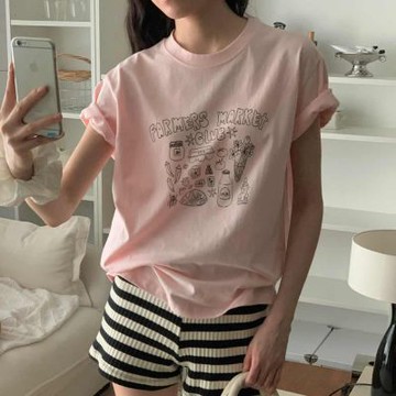 正韓女上衣 塗鴉短袖T恤FIE1212-創翊韓都