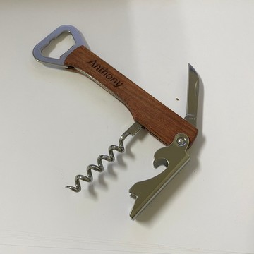 [沐沐屋]雕刻開瓶器 - 3 合 1 葡萄酒開瓶器，帶刀和木柄
