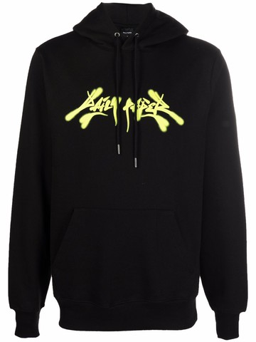 Daily Paper - graffiti logo-print hoodie - men - Cotton - L - Black