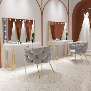??快速出貨 網紅輕奢影樓梳妝臺帶燈培訓學校化妝桌美甲店美容院婚紗店化妝臺