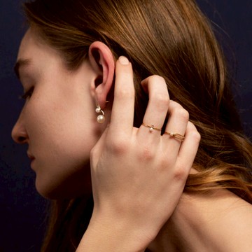 英國 Ruifier ASTRA 彎彎新月 珍珠戒指 - 歐規 54 號