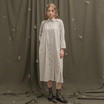 【經典原創】ChinShih_侵蝕不對稱襯衫洋裝_CLD513_灰