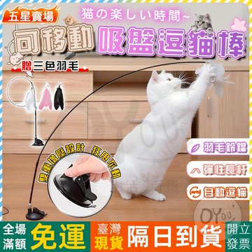 OYOU+✨ 吸盤逗貓棒 逗貓棒 自動逗貓棒 貓咪玩具 電動逗貓棒 貓玩具 貓 寵物玩具 逗貓玩具 自動逗貓 羽毛逗貓棒