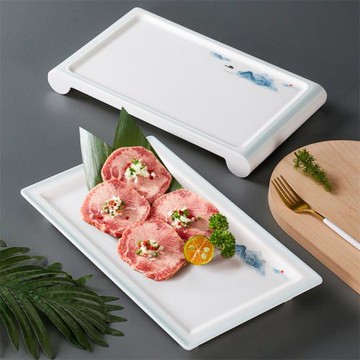 密胺餐具烤肉盤子長方形飯店酒店擺盤菜盤仿瓷商用冷菜餐盤燒烤盤