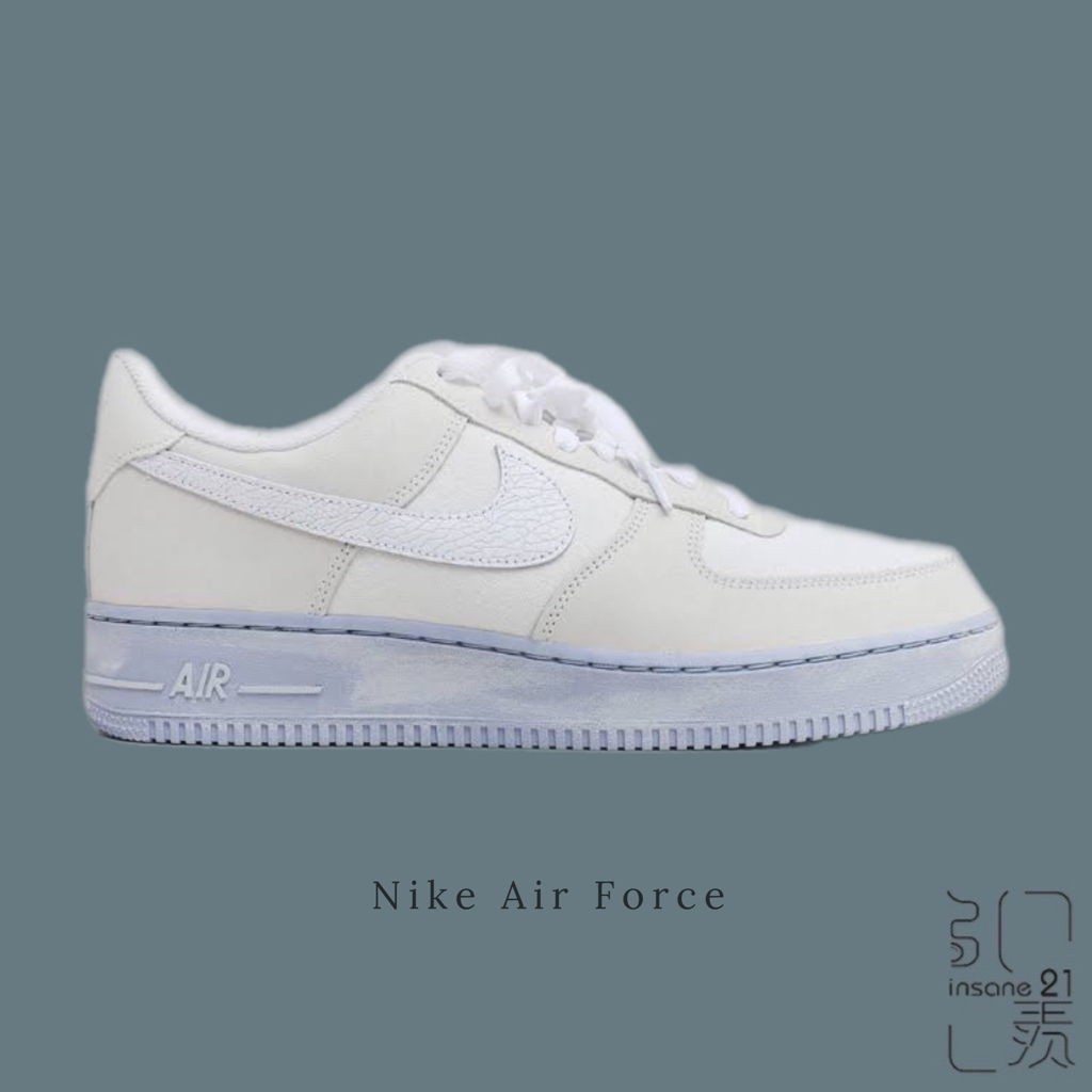 NIKE AIR FORCE 1 海鹽爆裂紋灰藍冰河灰霧霾灰男鞋DV0787-100【Insane