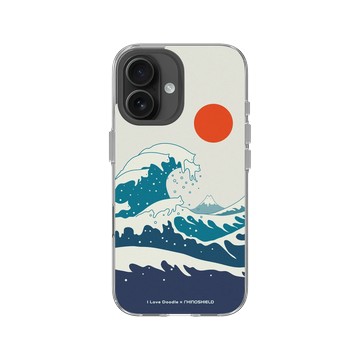 iPhone 16 Clear Case（相機按鈕） 透明 - ilovedoodle (Lim Heng Swee) - Cat Landscape - Waves