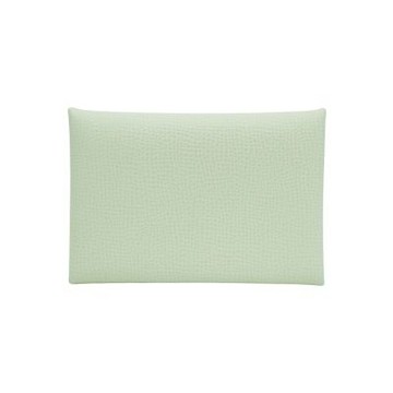 Hermes 愛馬仕 展示品 Calvi 釦式對開卡包/卡片夾(氣泡綠)