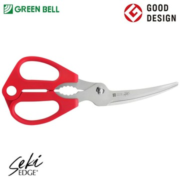 又敗家@日本製GREEN BELL彎刃弧形握把Seki Edge多功能大型廚房剪刀SJ-K120(可拆式鋸齒狀不鏽鋼刃長85mm;開瓶罐;附掛洞;可洗碗機)料理剪刀食物雞骨剪刀【全館299超取免運】【APP下單點數4倍送】