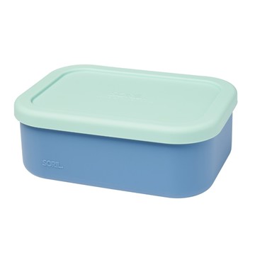 SORIL. 三格矽膠保鮮盒 1100ml 耐高溫可微波  藍色  1個
