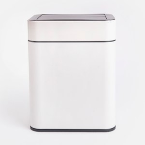 伊登ABS對開感應不鏽鋼垃圾桶15L白
